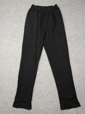 Black Crane Pants Womens XS Black Crepe Relaxed Elastic Waist Lounge Sweatpants